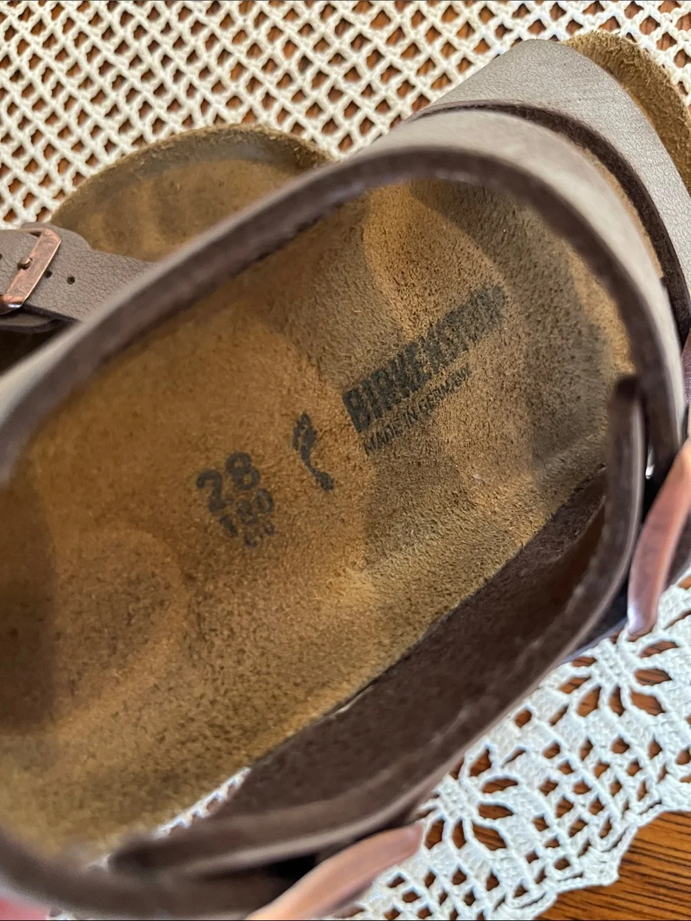 Birkenstock Kids’ Roma Adjustable Buckle Slingback Sandals EU 28 Mocha